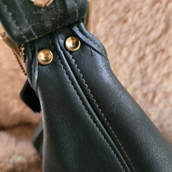 Coach Vintage Duffle Sac 9085 Forest Green Leather XL Feed Shoulder Bag 1994 USA - Picture 12 of 14